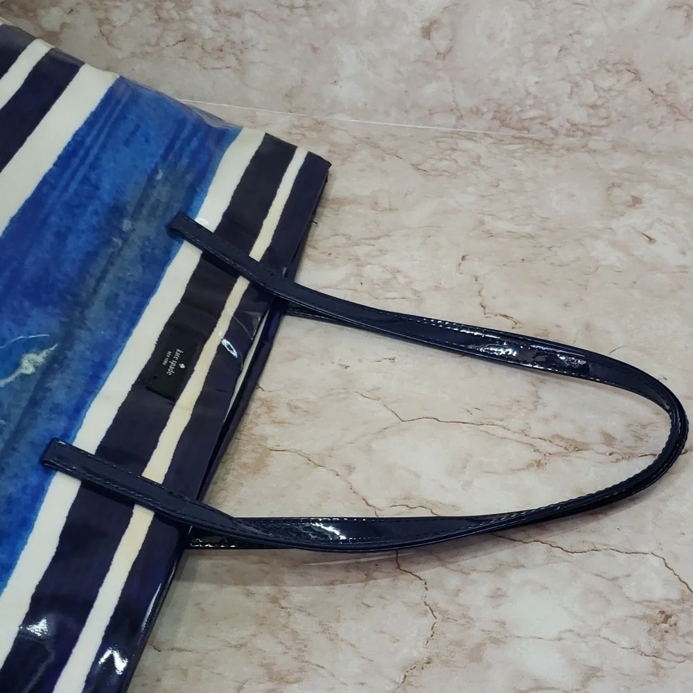 Kate Spade Blue Striped Plastic Tote Bag